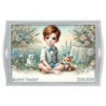 Tăviță pentru tăiere moț băieți personalizată - AMTMB-13 - albă - amintirimagice.ro