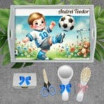 Tăviță moț băieți cu Fotbalist - AMTMB-16 - set alb - amintirimagice.ro