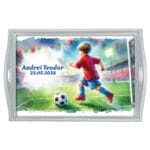 Set pentru tăierea moțului băieți cu Fotbalist - AMTMB-17 - albă - amintirimagice.ro