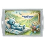 Tavă pentru moț cu desen Ursuleț adormit - AMTMB-18 - albă - amintirimagice.ro