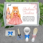 Tăviță moț fete cu Prințesă - AMTMF-01 - set alb - amintirimagice.ro