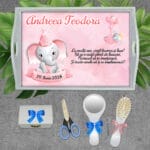 Tavă pentru moț fete cu Elefănțel - AMTMF-07 - set alb - amintirimagice.ro