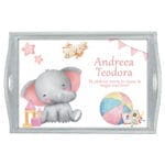 Tăviță turtă personalizată cu Elefănțel - AMTMF-10 - albă - amintirimagice.ro