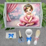 Tăviță moț fete cu Balerină - AMTMF-16 - set alb - amintirimagice.ro