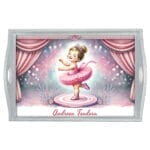 Tavă turtă fete personalizată cu Balerină - AMTMF-17 - albă - amintirimagice.ro