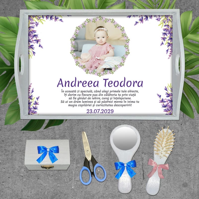 Tăviță Moț personalizată cu Poză, Nume, Mesaj și Dată - AMTM-16 - set alb - amintirimagice.ro