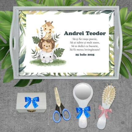 Tăviță moț cu Animăluțe - AMTM-17 - set alb - amintirimagice.ro