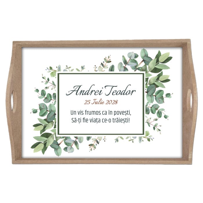 Tăviță moț/turtă personalizată cu nume, dată și mesaj - AMTM-18 - natur - amintirimagice.ro