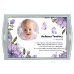 Tăviță moț cu poză, flori și fluturași - AMTM-19 - alb - amintirimagice.ro