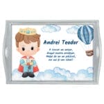 Tavă moț băieți cu Prințișor - AMTMB-21 - alb - amintirimagice.ro