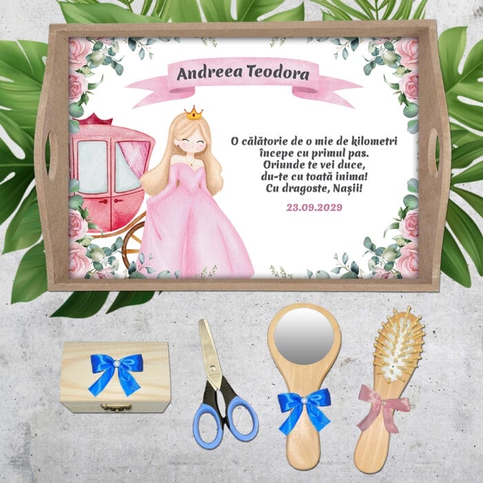 Tăviță moț fete cu Prințesă - AMTMF-21 - set natur - amintirimagice.ro