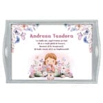 Tăviță moț pentru fetițe cu Flori - AMTMF-22 - alb - amintirimagice.ro