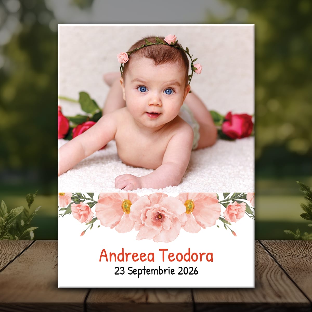 Botez MMB-26 Mărturie botez tip magnet cu Flori - MMB-26 - amintirimagice.ro