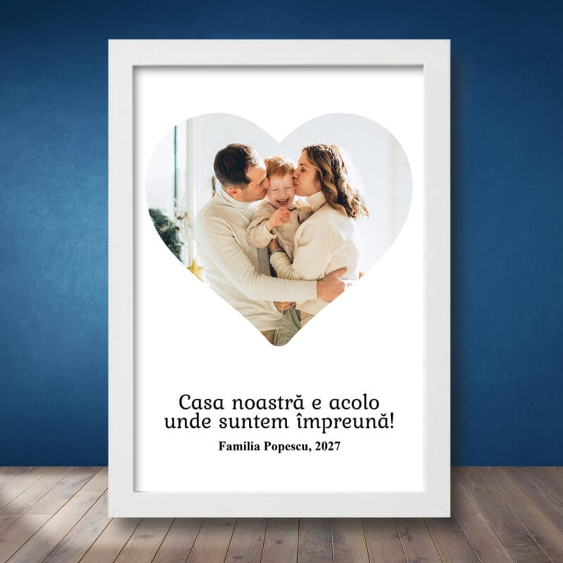 Tablou personalizat familie în formă de inimă Mockup - amintirimagice.ro
