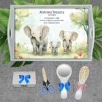 Tăviță Moț Familie de Elefanți - AMTM-21 - set alb - AmintiriMagice.ro