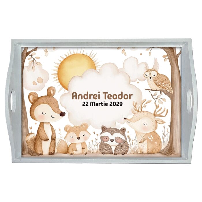 Forest Animals Tavă pentru tăierea moțului - AMTM-22 - alb - AmintiriMagice.ro