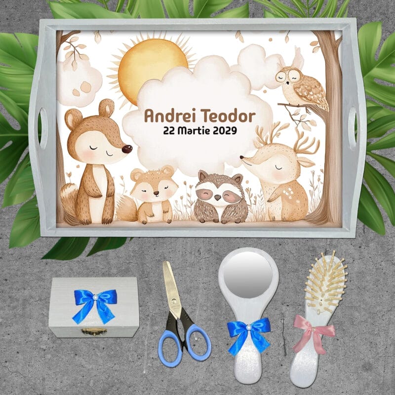 Forest Animals Tavă pentru tăierea moțului - AMTM-22 - set alb - AmintiriMagice.ro