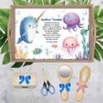Tăviță moț personalizată Animale Marine - AMTM-24 - Set natur - AmintiriMagice.ro