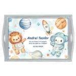 Tavă moț băieți Animăluțe în Spațiu - AMTMB-26 - alb - amintirimagice.ro