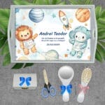 Tavă moț băieți Animăluțe în Spațiu - AMTMB-26 - set alb - amintirimagice.ro