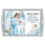 Set tăviță moț băieței cu Îngeraș - AMTMB-28 - alb - amintirimagice.ro