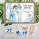 Set tăviță moț băieței cu Îngeraș - AMTMB-28 - set natur - amintirimagice.ro