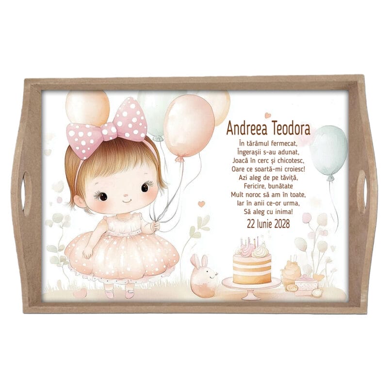Set Tăviță Moț Fete Baby Girl - AMTMF-24 - natur - AmintiriMagice.ro