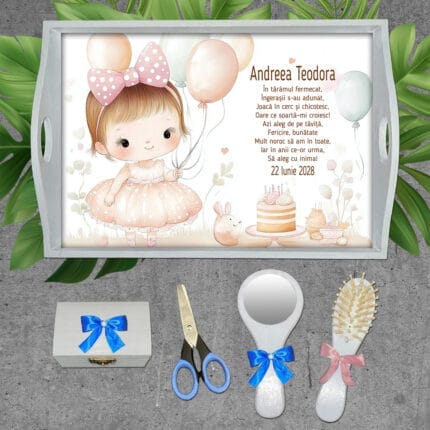 Set Tăviță Moț Fete Baby Girl - AMTMF-24 - set alb - AmintiriMagice.ro