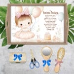Set Tăviță Moț Fete Baby Girl - AMTMF-24 - set natur - AmintiriMagice.ro