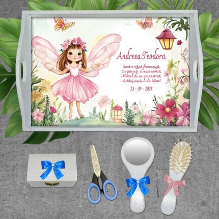 Tavă Moț Fetițe Zâna din Povești - AMTMF-25 - set alb - AmintiriMagice.ro