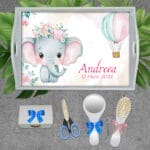Tavă moț fetițe Elefănțică - AMTMB-27 - set alb - amintirimagice.ro