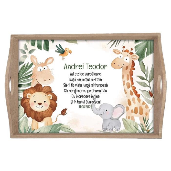 Tăviță moț personalizată Prietenii din Junglă - AMTMB-29 - natur - amintirimagice.ro