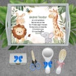 Tăviță moț personalizată Prietenii din Junglă - AMTMB-29 - set alb - amintirimagice.ro