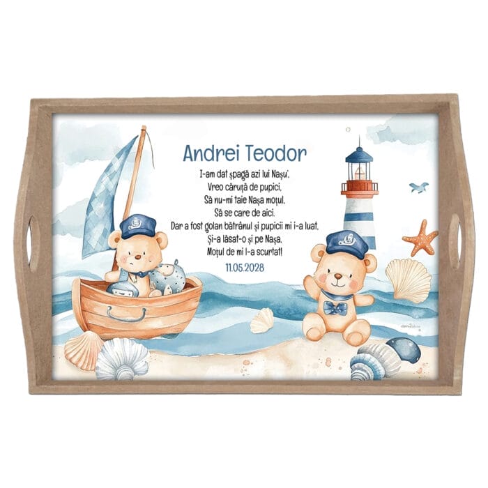 Set moț băieți Ursulețul Marinar - AMTMB-30 - natur - amintirimagice.ro