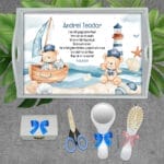 Set moț băieți Ursulețul Marinar - AMTMB-30 - set alb - amintirimagice.ro