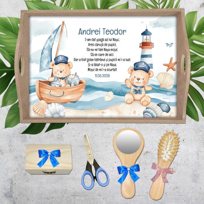 Set moț băieți Ursulețul Marinar - AMTMB-30 - set natur - amintirimagice.ro