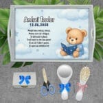 Taviță moț personalizată pentru băieți- AMTMB-35 - set alb - amintirimagice.ro