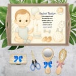 Tavă moț personalizată Baby Boy - AMTMB-38 - set natur - amintirimagice.ro