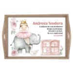 Set pentru turtă personalizat Balerină și Elefănțel - AMTMB-29 - natur - amintirimagice.ro