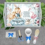 Tăviță moț fete Țara Minunilor - AMTMB-31 - set alb - amintirimagice.ro