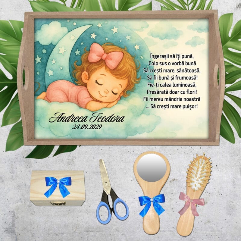 Set aniversar moț Fetiță pe Norișor - AMTMB-33 - set natur -amintirimagice.ro