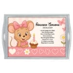 Șoricel roz - Tăviță moț fete - AMTMB-34 - alb - amintirimagice.ro