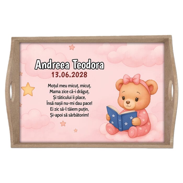 Tavă moț fete personalizată - AMTMB-35 - natur - amintirimagice.ro