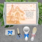 Tavă turtă fete Trenulețul Fermecat - AMTMB-36 - set alb - amintirimagice.ro