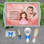 Tăviță moț fete cu Poză și Prințesă - AMTMB-37 - set alb - amintirimagice.ro