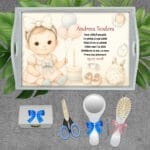 Tavă pentru moț personalizată Baby Girl - AMTMB-38 - set alb - amintirimagice.ro