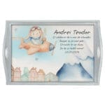 Tăviță moț pentru băieți - Iepurașul Aviator - AMTMB-40 - alb