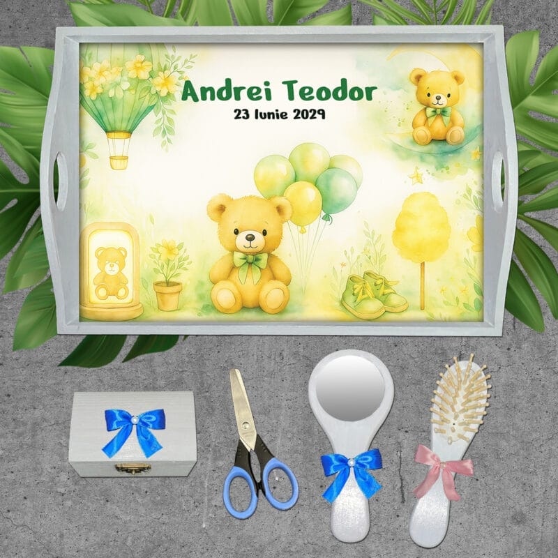 Set aniversare un an băieți cu Ursuleți - AMTMB-41 - set alb