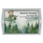 Tăviță moț personalizată - Ursuleț Aviator - AMTMB-42 - alb