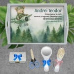 Tăviță moț personalizată - Ursuleț Aviator - AMTMB-42 - set alb